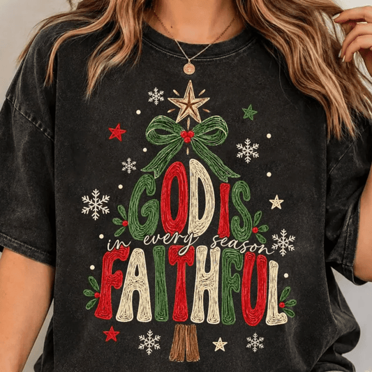 RTS GOD IS FAITHFUL IN EVERY SEASON CHRISTMAS TREE DTF DIRECT TO FILM transfers ADULT 10.5X11.5 - Do it yourself Transfers