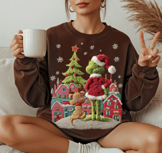 RTS GREEN MAN FAUX YARN CHRISTMAS DTF DIRECT TO FILM transfers ADULT 10X12 - Do it yourself Transfers