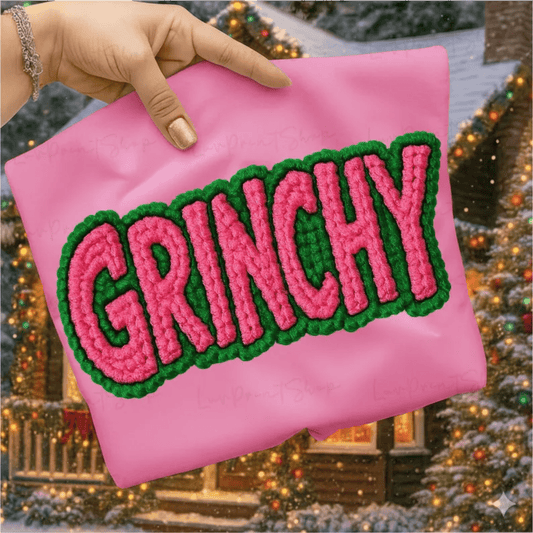 RTS GRINCHY CROCHET PINK GREEN CHRISTMAS DTF DIRECT TO FILM transfers ADULT 10X12 - Do it yourself Transfers