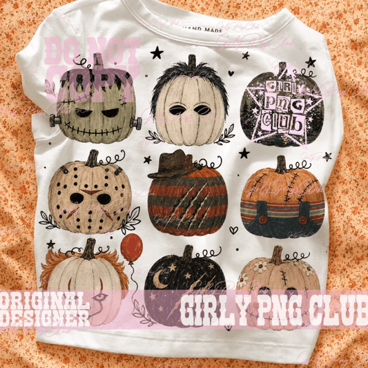 RTS HALLOWEEN PUMPKINS GANG DTF DIRECT TO FILM transfers ADULT 10X11.5 - Do it yourself Transfers