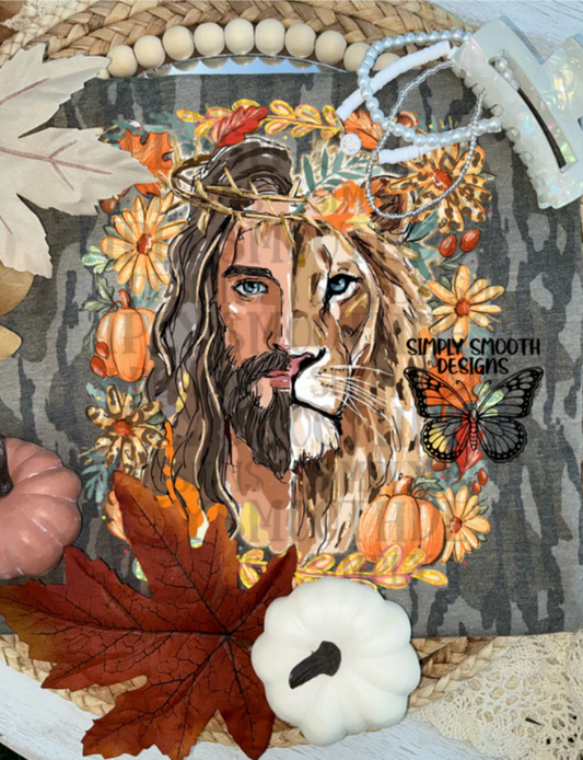 RTS JESUS LION FALL LEAVES PUMPKIN DTF DIRECT TO FILM transfers ADULT 10X11.5 - Do it yourself Transfers