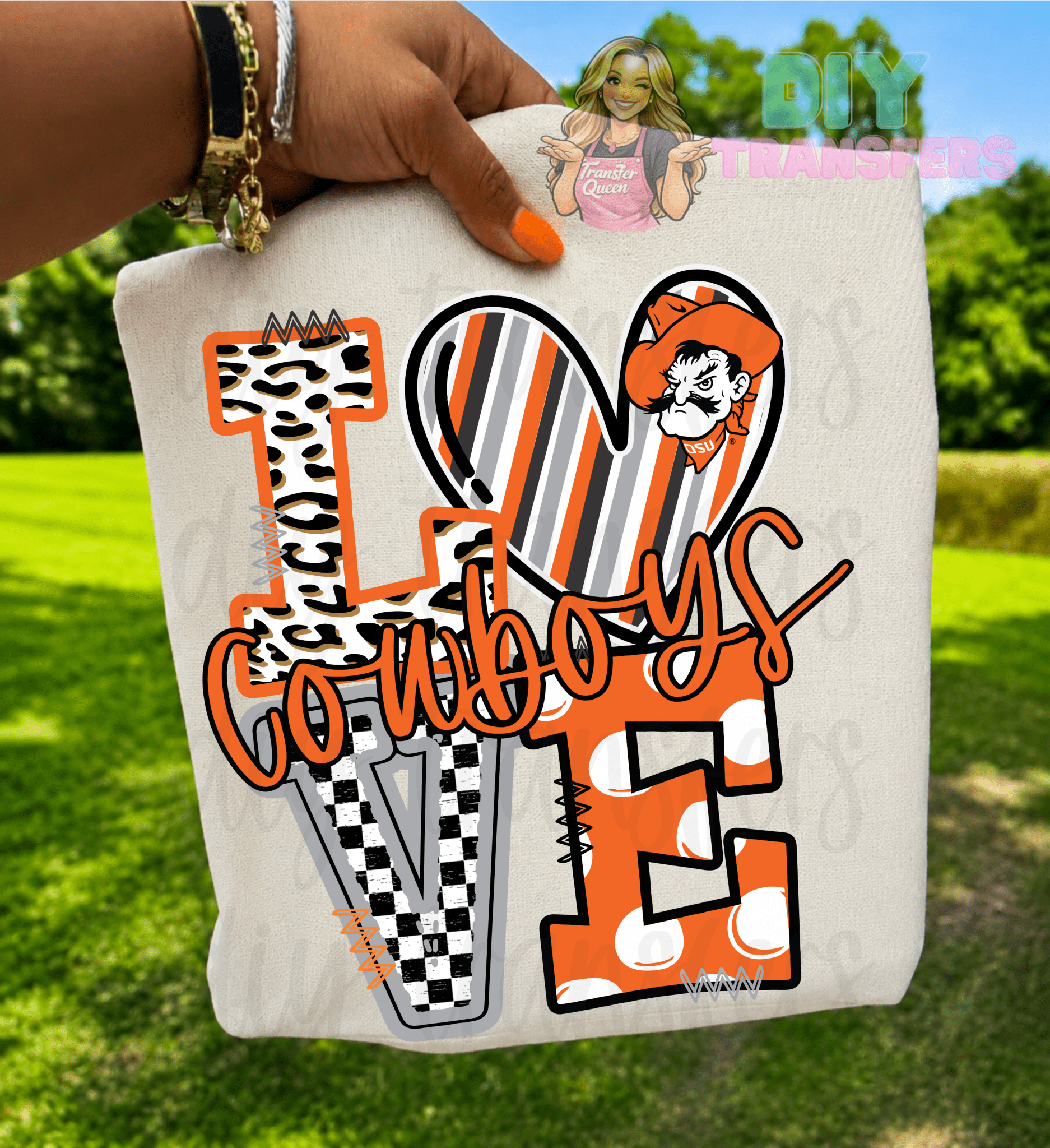 RTS LOVE COWBOYS ORANGE BLACK DTF DIRECT TO FILM transfers ADULT 10X11.5 - Do it yourself Transfers
