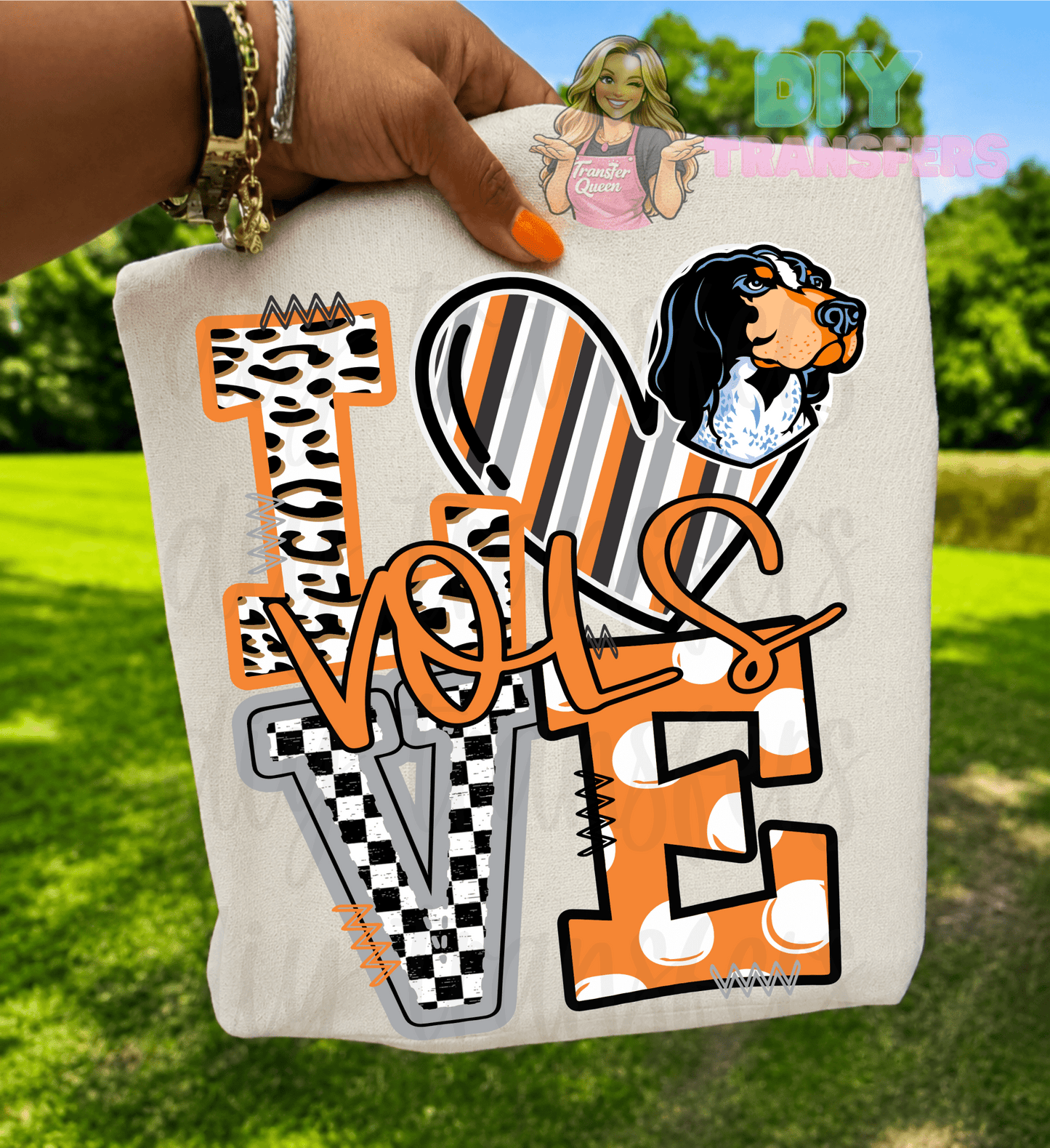 RTS LOVE VOLS ORANGE BLACK DTF DIRECT TO FILM transfers ADULT 10X11.5 - Do it yourself Transfers