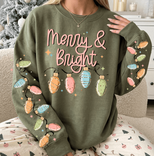 RTS MERRY AND BRIGHT LIGHT BULBS DTF DIRECT TO FILM transfers ADULT 10.5X11.5 - Do it yourself Transfers