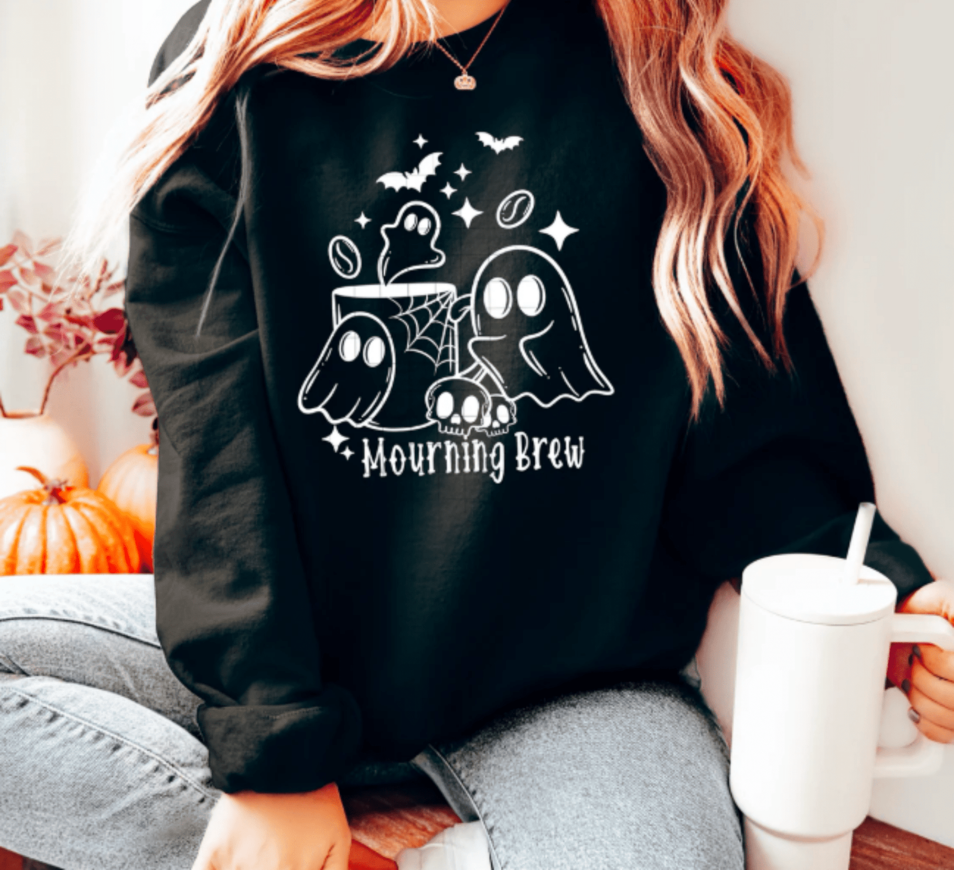 RTS MORNING BREW GHOST SINGLE COLOR WHITE SCREEN PRINT transfer ADULT 10X12 - Do it yourself Transfers