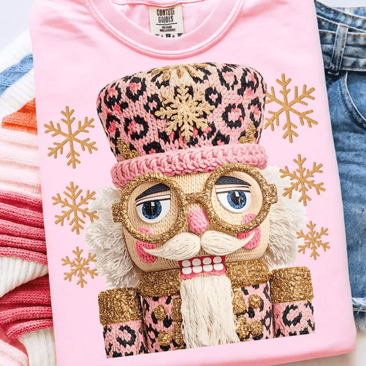 RTS NUTCRACKER LEOPARD PINK GOLD CHRISTMAS DTF DIRECT TO FILM transfers ADULT 10X12 - Do it yourself Transfers