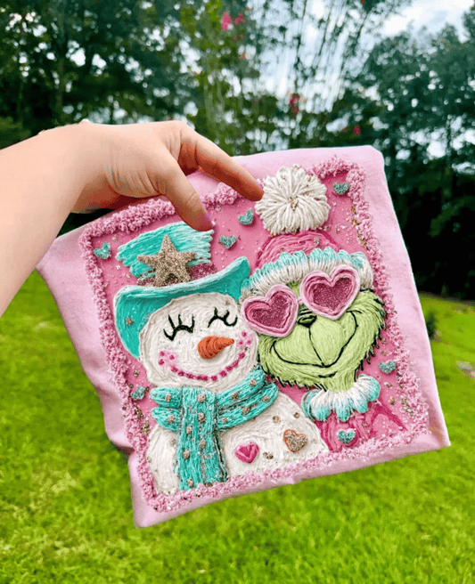 RTS SNOWMAN GREEN MAN WINTER CHRISTMAS FAUX DTF DIRECT TO FILM transfers ADULT 10X12 - Do it yourself Transfers