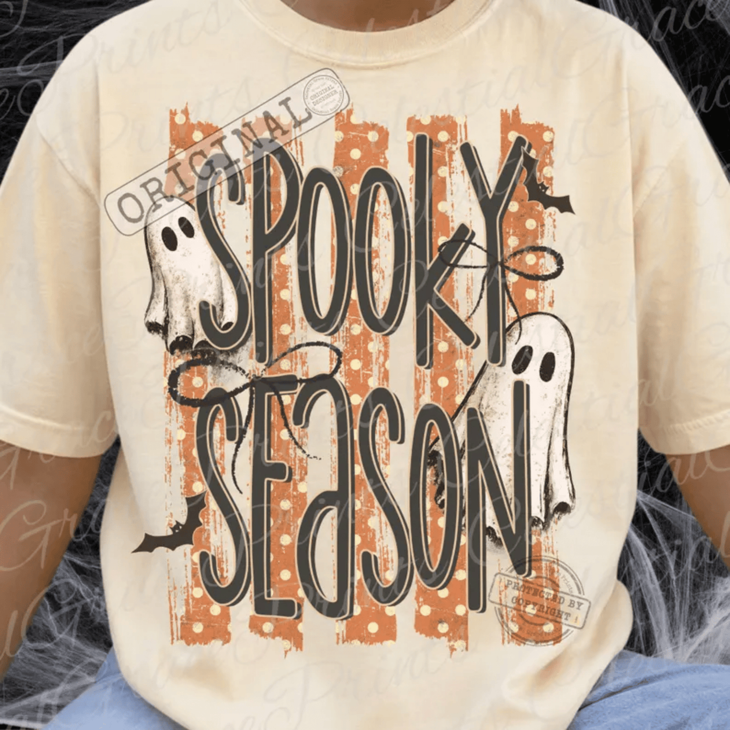 RTS SPOOKY SEASON GHOST STRIPES DTF DIRECT TO FILM transfers ADULT 10X11.5 - Do it yourself Transfers