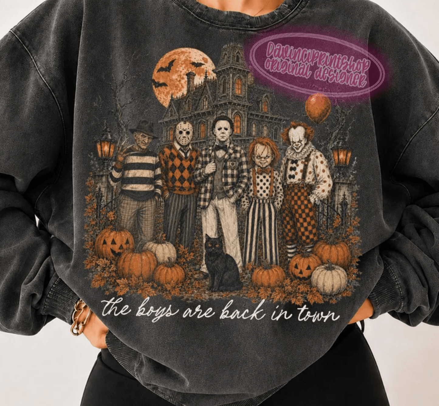 RTS THE BOYS ARE BACK IN TOWN HALLOWEEN GANG DTF DIRECT TO FILM transfers ADULT 10X11.5 - Do it yourself Transfers