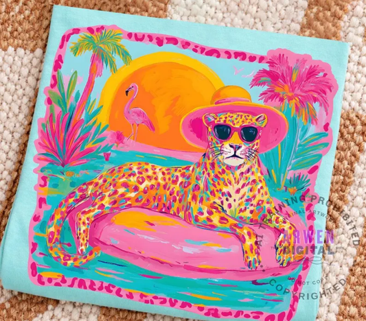 RTS TIGER SUMMER FLAMINGO PINK DTF DIRECT TO FILM transfers ADULT 10X11.5 - Do it yourself Transfers