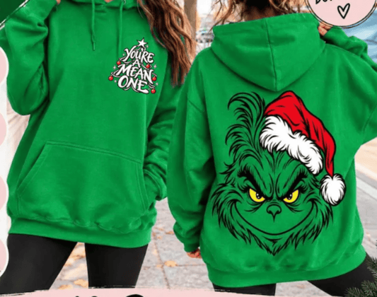 RTS YOU'RE A MEAN ONE CHRISTMAS DTF DIRECT TO FILM transfers ADULT 10.5X11.5 POCKET BACK - Do it yourself Transfers