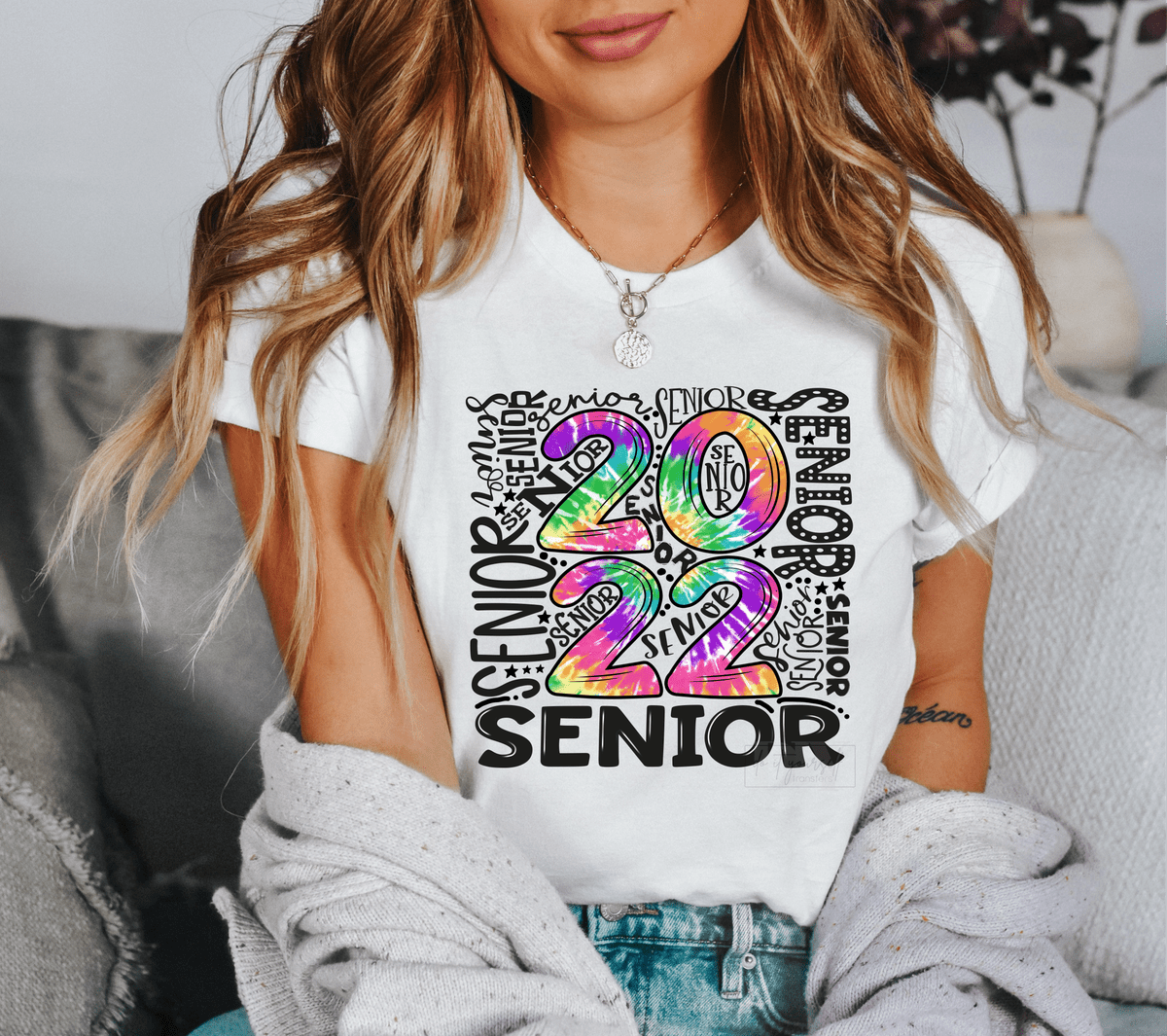 Senior 2022 frame tie dye size ADULT 11.5x10.5 DTF TRANSFERPRINT TO ORDER - Do it yourself Transfers