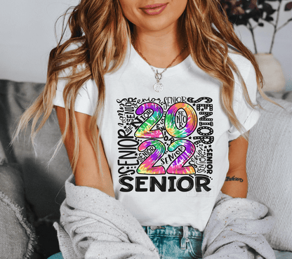 Senior 2022 frame tie dye size ADULT 11.5x10.5 DTF TRANSFERPRINT TO ORDER - Do it yourself Transfers