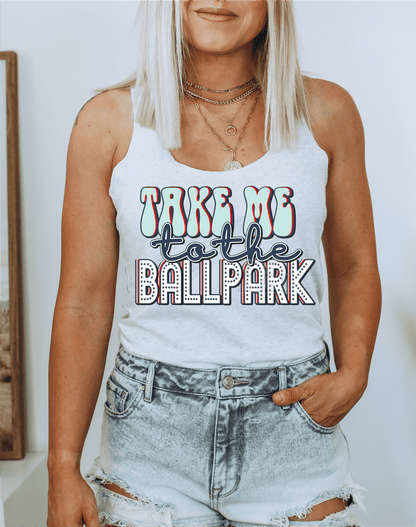 Take me to the Ballpark Softball Baseball Blue colors size ADULT 12x8 DTF TRANSFERPRINT TO ORDER - Do it yourself Transfers