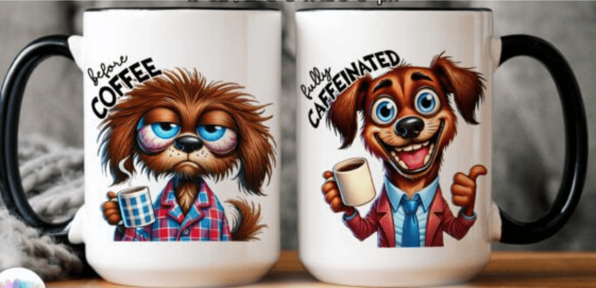 TRANSFER TUESDAY BEFORE COFFEE FULLY CAFFEINATED DOGGY SUIT TIE UV DTF - Do it yourself Transfers