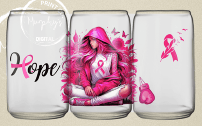 TRANSFER TUESDAY BREAST CANCER HOPE BOXING RIBBON PINK CUP WRAP UV DTF 16OZ - Do it yourself Transfers
