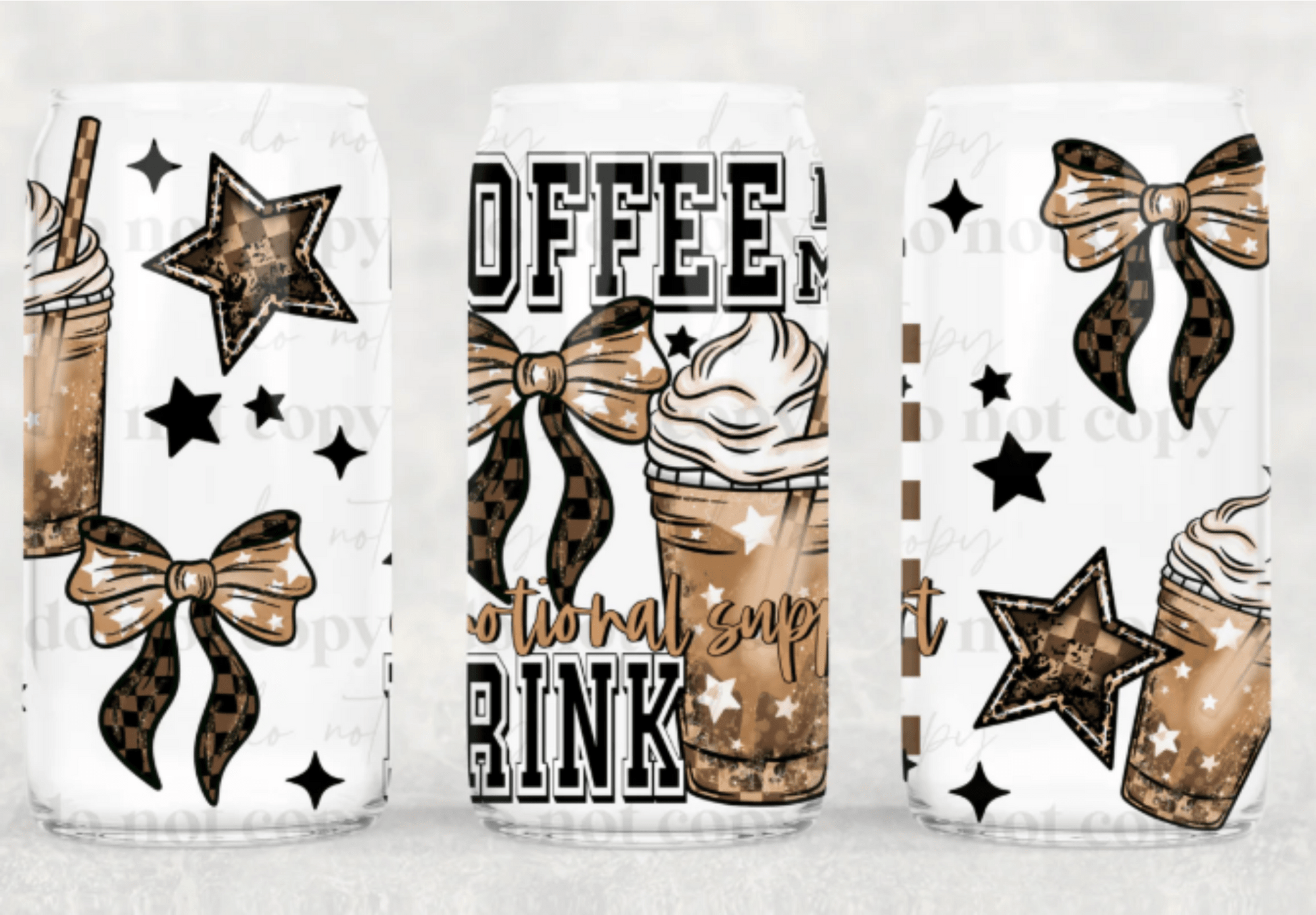 TRANSFER TUESDAY COFFEE EMOTIONAL SUPPORT DRINK CUP WRAP UV DTF 16OZ - Do it yourself Transfers