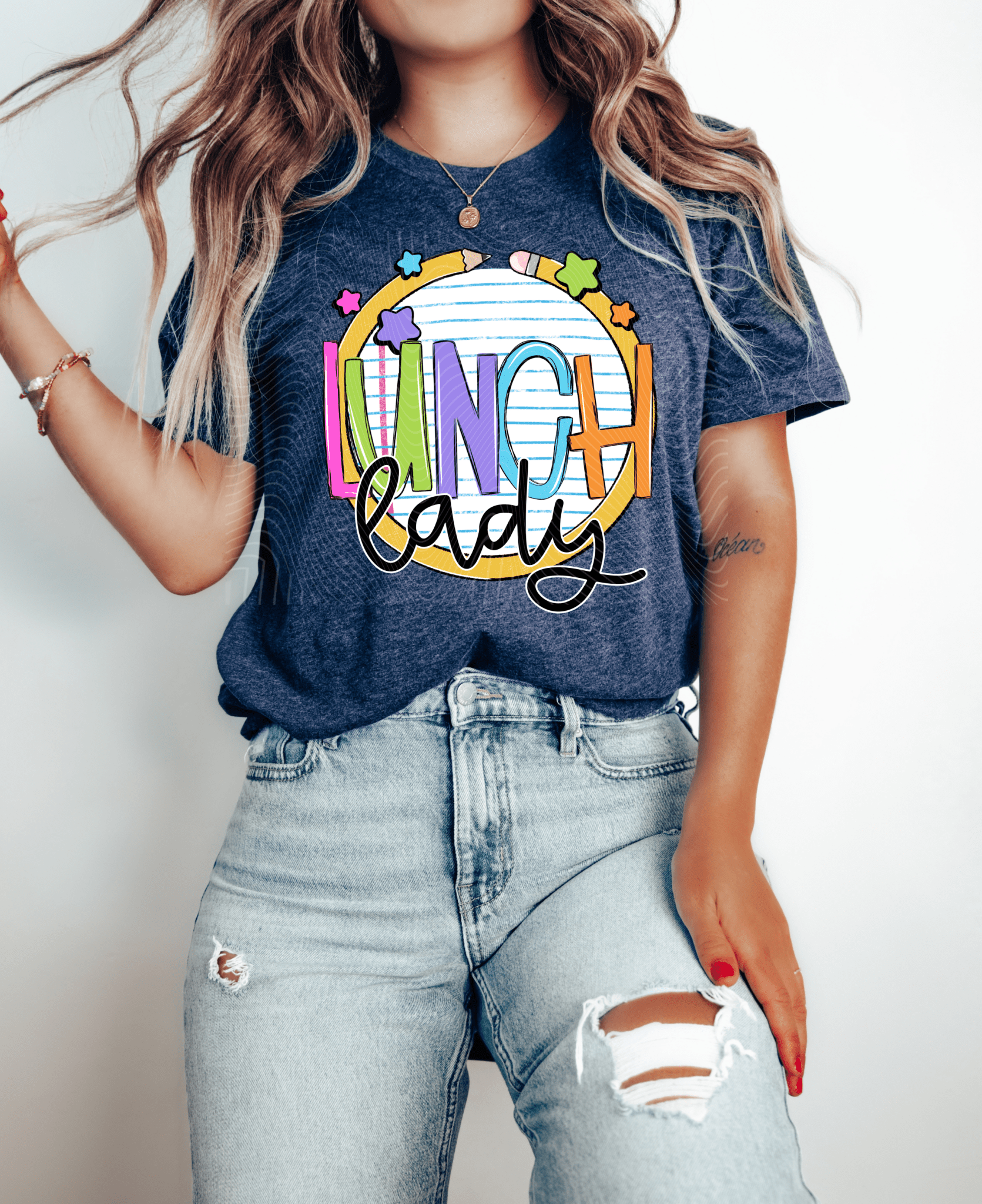 TRANSFER TUESDAY JULY 2ND LUNCH LADY CIRCLE PENCIL PAPER DTF DIRECT TO FILM transfers ADULT PICK YOUR SIZE - Do it yourself Transfers