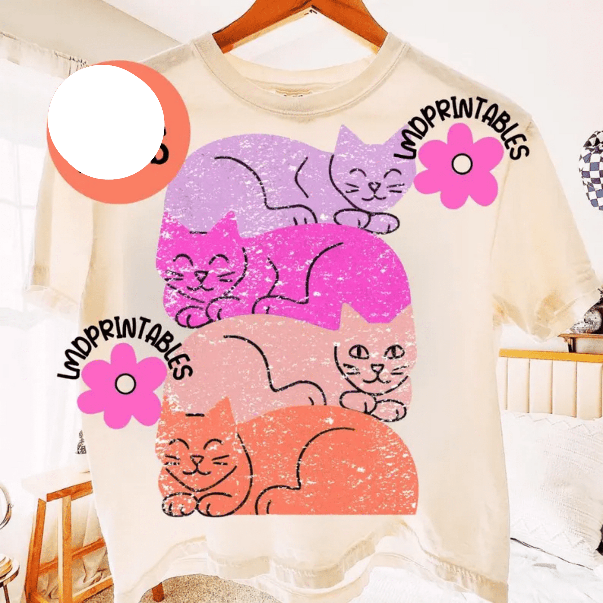 TRANSFER TUESDAY JUNE 17TH KITTY CAT COLORFUL DTF DIRECT TO FILM transfers ADULT 9X12 - Do it yourself Transfers