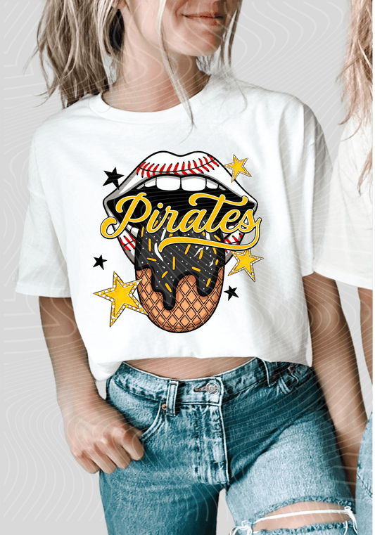 TRANSFER TUESDAY JUNE 17TH PIRATES BLACK YELLOW FLOWERS TONGUE SPRINKLES DTF DIRECT TO FILM transfers ADULT 9X12 - Do it yourself Transfers