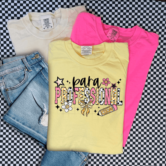 TRANSFER TUESDAY JUNE 24TH PARA PROFESSIONAL BOW PENCIL FLOWERS PINK DTF DIRECT TO FILM transfers ADULT 10X12 - Do it yourself Transfers