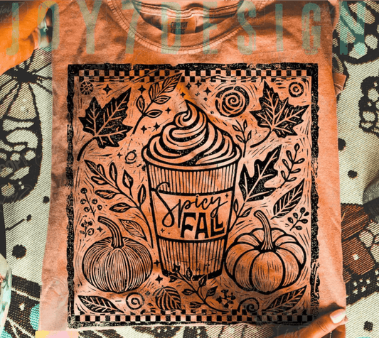 TRANSFER TUESDAY JUNE 24TH SPICY FALL LEAVES SQUARE SINGLE COLOR BLACK Screen Print transfers size ADULT 11X12 - Do it yourself Transfers
