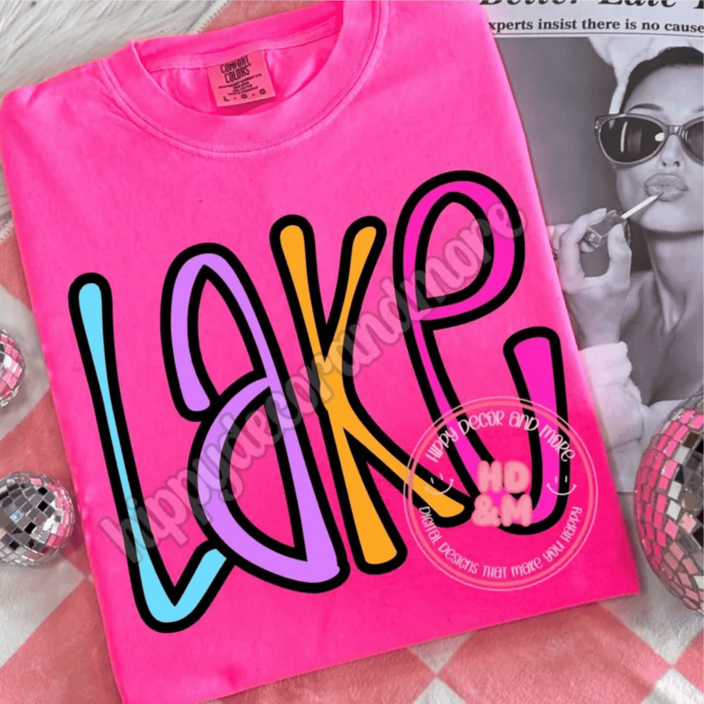 TRANSFER TUESDAY LAKE MULTI COLOR SUMMER DTF DIRECT TO FILM transfers ADULT 10X11 - Do it yourself Transfers