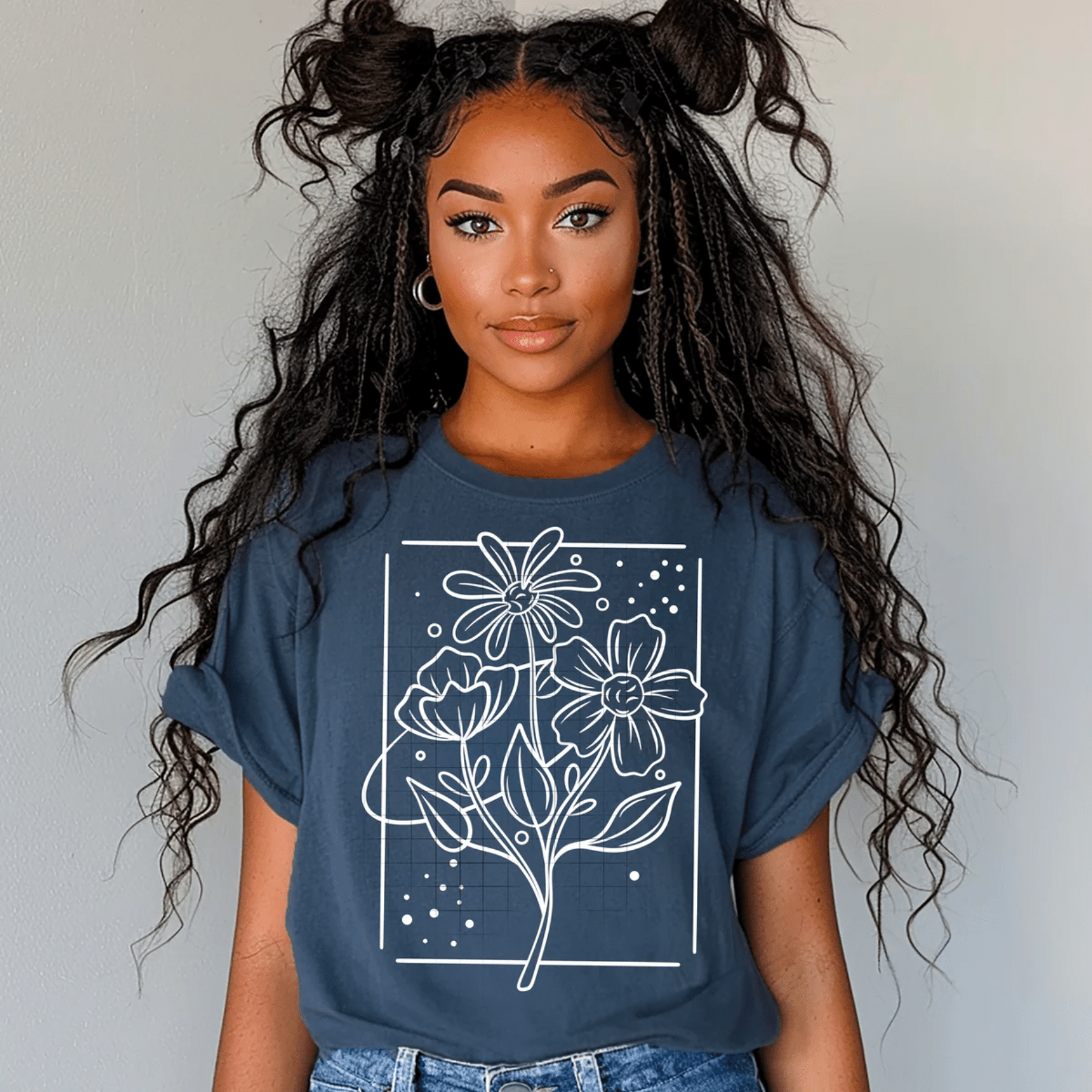 TRANSFER TUESDAY SHIPS FEB 11TH FLOWERS SQUARE SINGLE COLOR WHITE Screen Print transfers size ADULT9X12.5 - Do it yourself Transfers