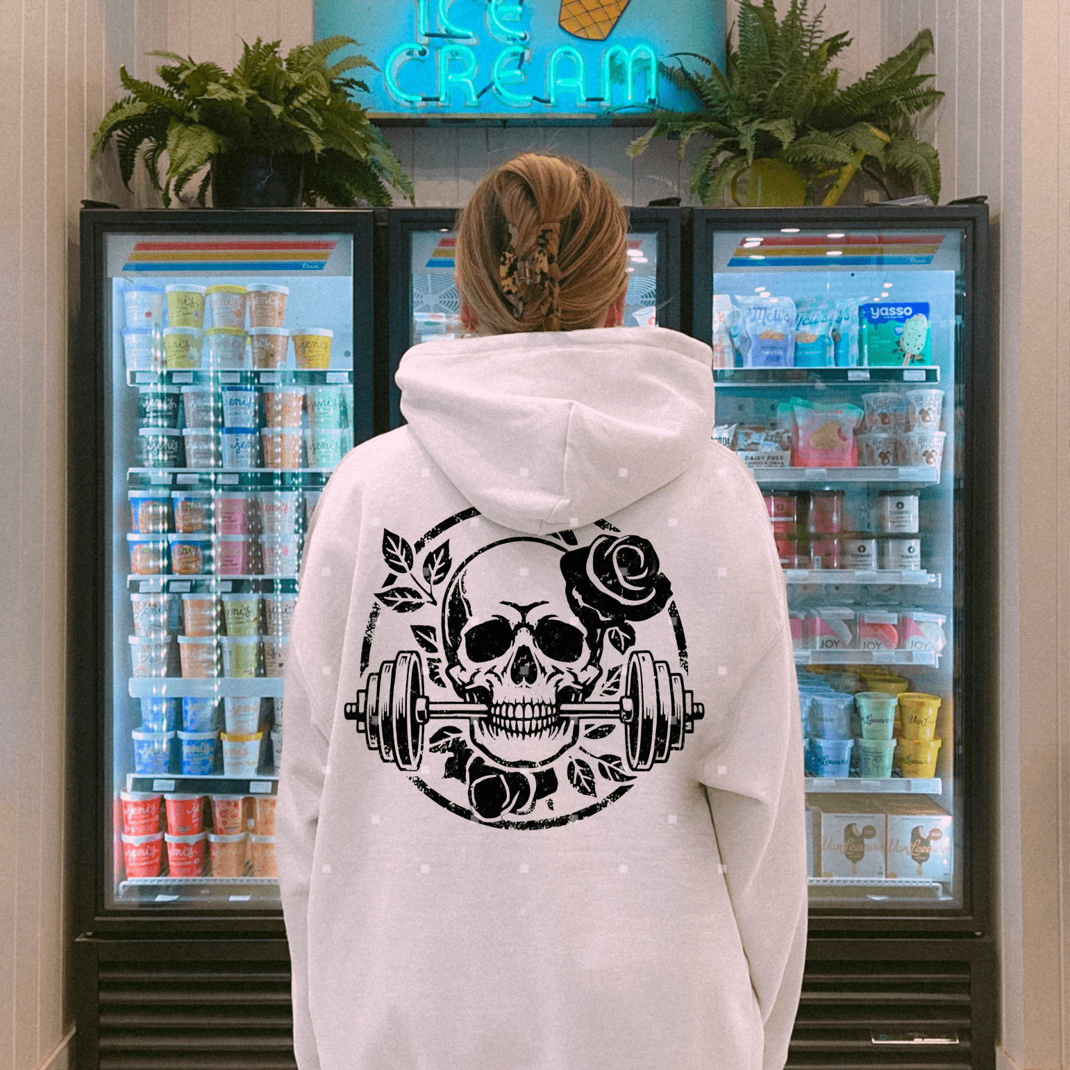 TRANSFER TUESDAY SHIPS FEB 11TH WORKING OUT GYM SKULL FLOWERS SINGLE COLOR BLACK Screen Print transfers size ADULT10X12 - Do it yourself Transfers