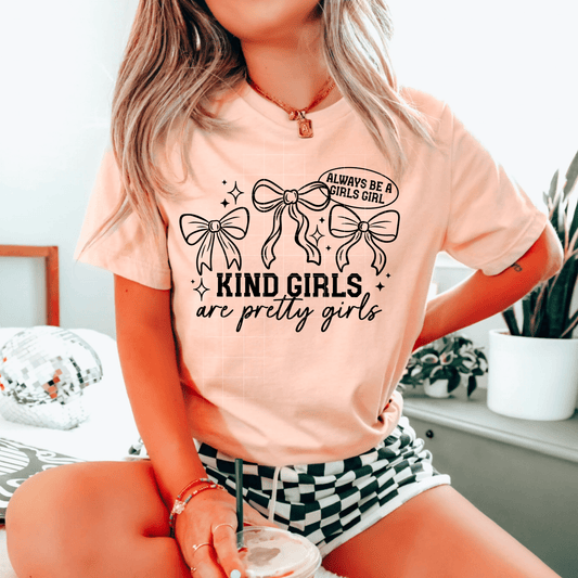 TRANSFER TUESDAY SHIPS JUNE 6TH KIND GIRLS ARE PRETTY GIRLS BOW SINGLE COLOR BLACK DTF DIRECT TO FILM transfers ADULT 10X11 - Do it yourself Transfers