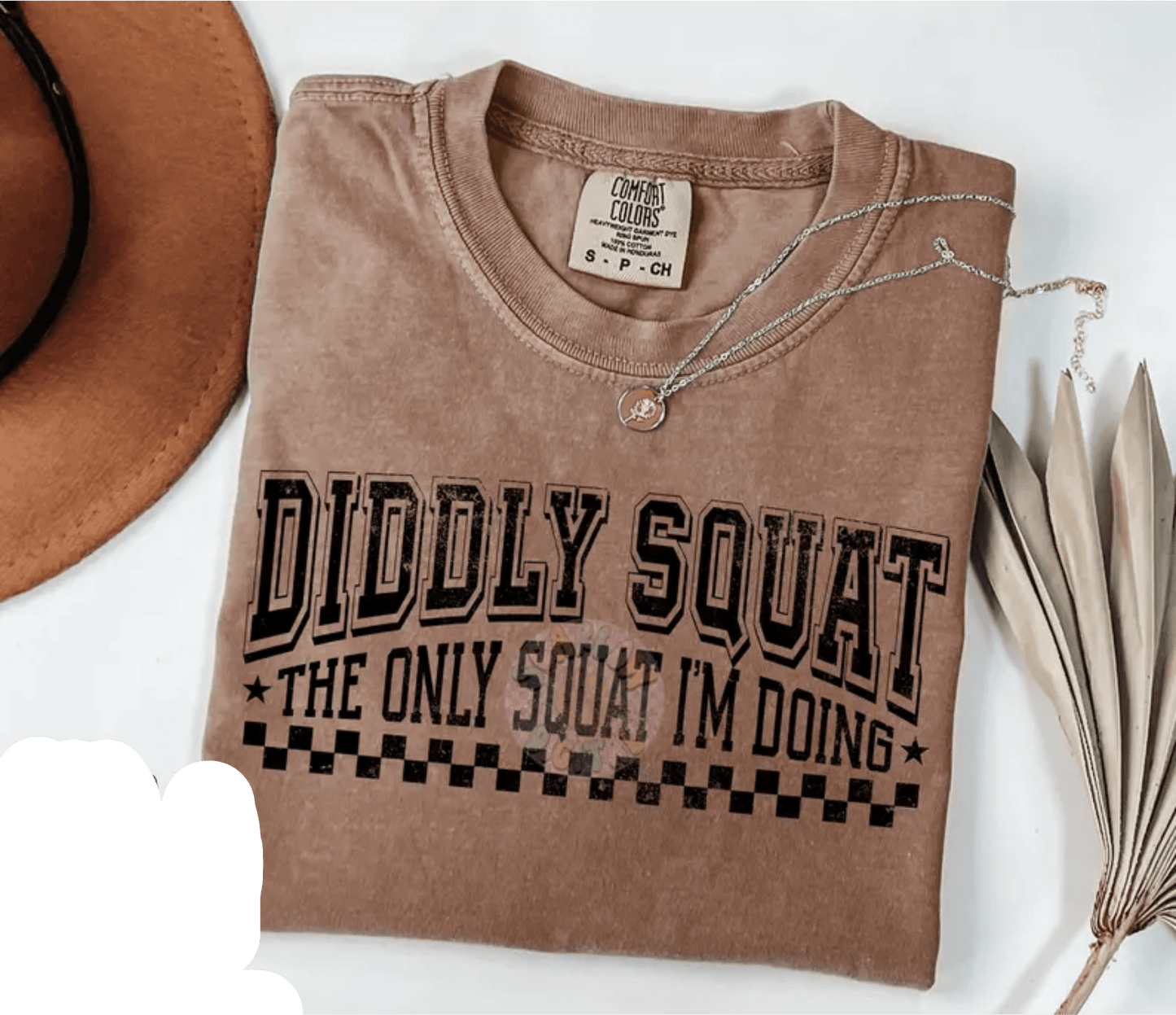 TRANSFER TUESDAY SHIPS MAR 5TH DIDDLY SQUAT The only squat I'm doing SINGLE COLOR BLACK CLEAR FILM Screen Print transfers size ADULT 9X12.5 - Do it yourself Transfers