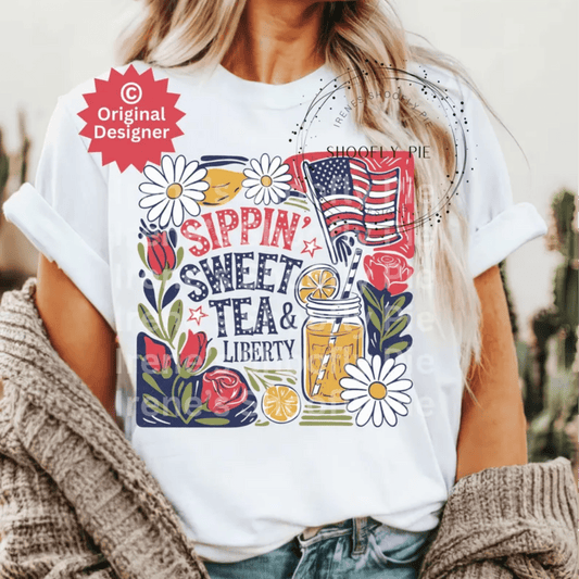 TRANSFER TUESDAY SIPPIN SWEET TEA AND LIBERTY DTF DIRECT TO FILM transfers ADULT 10X12 - Do it yourself Transfers
