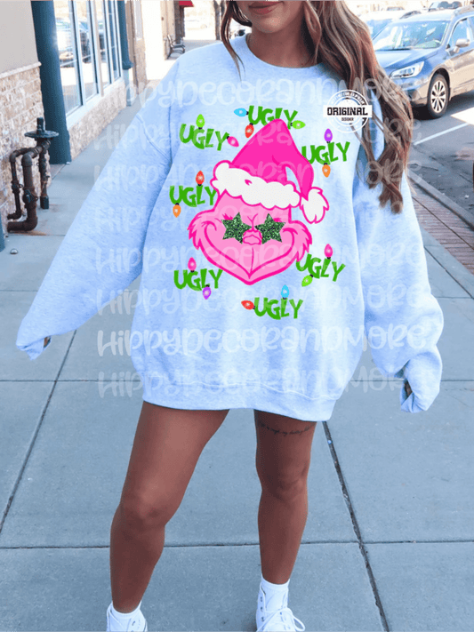 UGLY UGLY Green man GR Christmas lights DTF TRANSFER PRINT TO ORDER 678 - Do it yourself Transfers