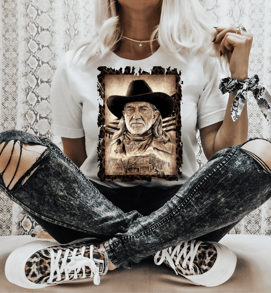 Vintage Willie Cowboy American flag size ADULT DTF TRANSFERPRINT TO ORDER - Do it yourself Transfers