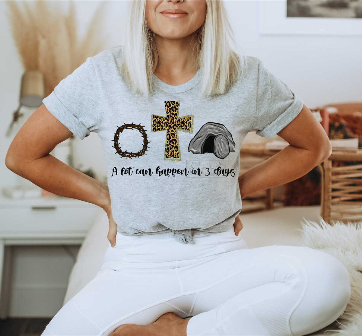 A lot can happen in 3 days Easter Jesus cross leopard DTF TRANSFER PRINT TO ORDER 521