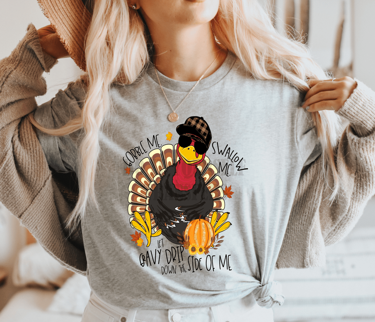 Gobble me swallow me let gravy drip down the side of me turkey Thanksgiving DTF TRANSFER PRINT TO ORDER 103 - Do it yourself Transfers